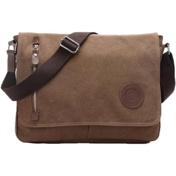 Small Messenger Bag for Men Women Casual Work Bag Canvas Satchel Bag Bookbag - Picture 1 of 6